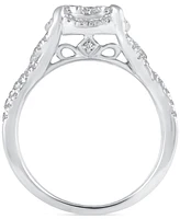 Diamond Cluster Engagement Ring (3/4 ct. t.w) in 14k White Gold