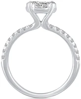 Diamond Cluster Engagement Ring (1 ct. t.w) in 14k White Gold