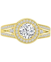 Cubic Zirconia Halo Tapered Split Shank Bridal Set