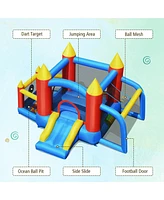 Gymax Inflatable Bounce House Slide Jumping Castle Soccer Goal Ball Pit Without Blower