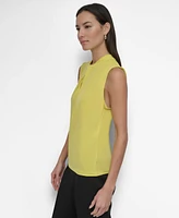 Dkny Women's Twisted Crewneck Keyhole Sleeveless Top