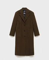 Mango Women's Pockets Detail Virgin Wool Coat