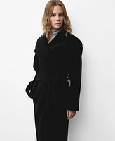 Mango Women's Turtleneck Virgin Wool Coat