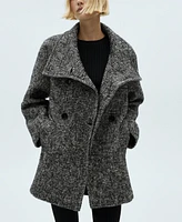 Mango Women's Double-Breasted Marbled Coat