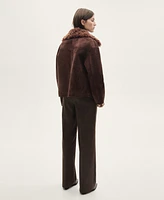 Mango Women's Suede-Effect Shearling Collar Jacket