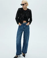 Mango Women's Pockets Detail Sequin Jacket