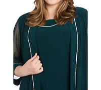 R & M Richards Plus Rhinestone-Trim Jacket Sheath Dress