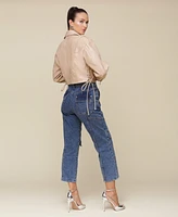 Avec Les Filles Women's High-Rise Straight-Leg Cargo Jeans