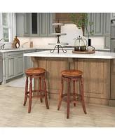 Gouun 29 Inch Swivel Bar Stool Set of 2 with Upholstered Seat and Rubber Wood Frame-29 inches