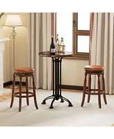 Gouun 29 Inch Swivel Bar Stool Set of 2 with Upholstered Seat and Rubber Wood Frame-29 inches