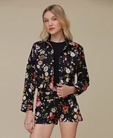Avec Les Filles Women's Cotton Cropped Printed Jacket
