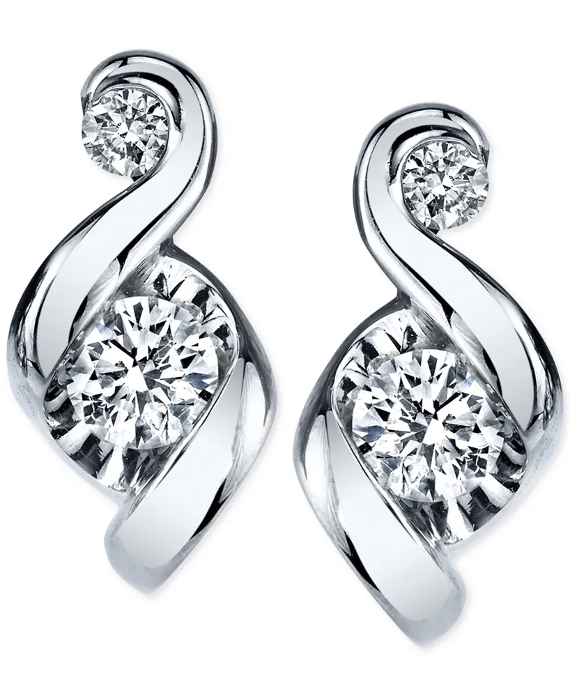 Proud Mom Diamond Swirl Stud Earrings (1/4 ct. t.w.) in 14k Gold or White Gold