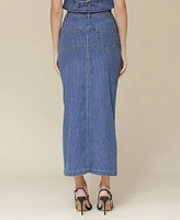 Avec Les Filles Women's Denim Front-Slit Maxi Skirt