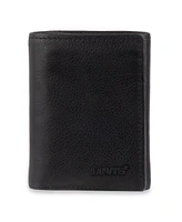 Levi's Men's Rfid Genuine Leather Trifold Wallet with Hidden Zipper Pocket