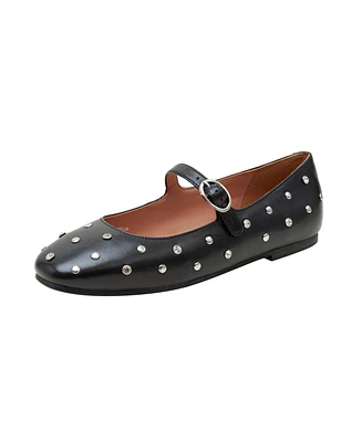 Linea Paolo Millie Crystal Stud Mary Jane Flats