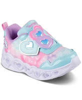 Skechers Toddler Girls Heart Lights - Lovin Reflection Light-Up Fastening Strap Casual Sneakers from Finish Line