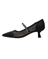 Linea Paolo Carmine Crystal Fishnet Mary Jane Pumps