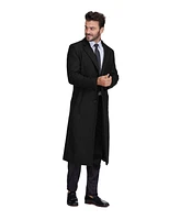 Braveman Men's Knee Length Wool Blend Three Button Long Jacket Overcoat Top Coat