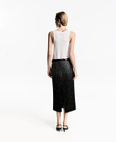 Mango Women's Rhinestones Detail Midi Skirt