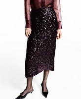 Mango Women's Sequin Midi Skirt