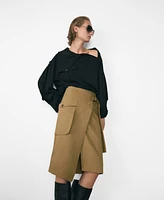 Mango Women's Cargo Pockets Detail Midi Skirt