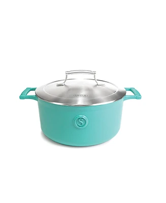 Voyage Series 5 Qt Enameled Cast Iron Casserole Dutch Oven with Double-Walled Stainless Steel Lid