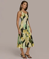 Donna Karan New York Women's Abstract-Print Midi Dress
