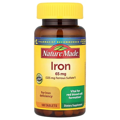Nature Made Iron 65 mg (325 mg Ferrous Sulfate) Tablets, Dietary Supplement for Red Blood