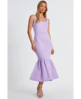 Quiz Women's Scuba Foam Square Neck Bubble Hem Maxi Dress