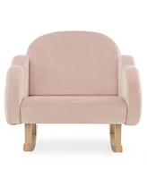 Gouun Upholstered Toddler Rocker with Solid Wood Legs and Non-slip Foot Pads