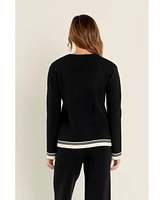 English Factory Women's Contrast Stripe Detail Knit Top