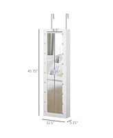 Homcom Jewelry Armoire with Mirror and 18 Led Lights, Wall-Mounted/Over-The-Door Cabinet