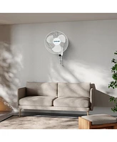 Hurricane Classic 16 Inch 90 Degree Oscillating 3 Speed Wall Mounted Fan, White