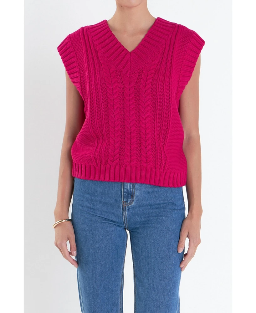 English Factory Women's Cable Knit Vest