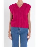 English Factory Women's Cable Knit Vest