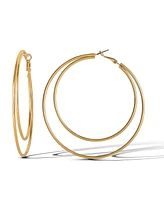 Jessica Simpson Double Layer Gold-Tone Hoop Earrings – Stylish Multi-Hoop Design for a Bold Look