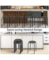 Gouun Set of 6 Stackable Multifunctional Daisy Design Backless Round Metal Stool Set