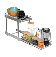 Florida Brands Pull Out Cabinet Organizer 2 Tier with Chrome Finish 8.5 x 21 In