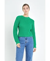 English Factory Women's Round-neck Knit Sweater