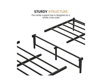 gaomon Full Bed Frame with Wooden Look Headboard and Footboard, Metal Bed Frame with Under Bed Storage, Strong Steel Slats Support