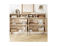 gaomon 2PCS Rattan Buffet Cabinet with Storage,2 Door Kitchen Storage Cabinet with Shelves, Wood Sideboard Cabinet for Kitchen,Shoe Cabinet Storage fo