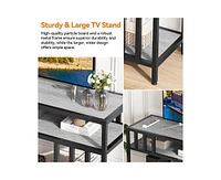 gaomon 65" Tv Stand for Tv up to 75 Inches, Entertainment Center with Open Storage Shelves, Tv Media Console Table with Quadruple-Tube Support for Liv