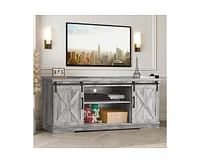 gaomon Farmhouse Tv Stand for 65 Inch Tv Entertainment Center Tv Media Console Cabinet, Tv Stand with Storage, Barn Doors and Shelves