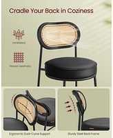 Slickblue Bar Height Stool with Pe Rattan Back Set of 2
