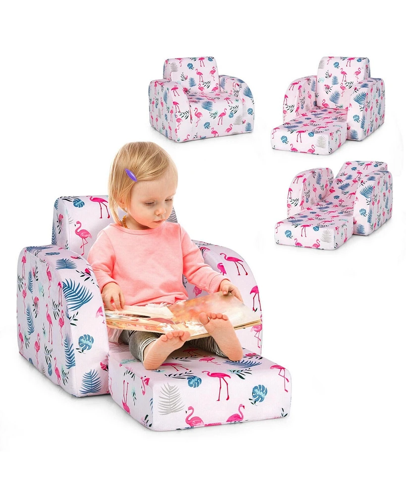 Gouun 3-in-1 Convertible Kid Sofa Bed Flip-Out Chair Lounger for Toddler