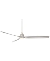 Casa Vieja 60" Sailplane Modern Industrial Indoor Outdoor Ceiling Fan 3 Blade Led Light Remote Control Silver Finish Blades Bedroom Patio Living Room