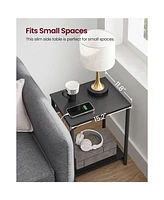 Slickblue Side Table with Charging Station – End Table with Usb Ports & Outlets, Modern Nightstand for Living Room & Bedroom