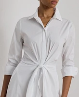 Lauren Ralph Women's Tie-Front Cotton-Blend Shirtdress