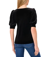 Cece Women's Crew Neck Short Sleeve Velvet Top