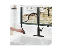 Casainc Pull Down Sprayer Kitchen Faucet with Infrared Sensor Induction Function and Deck Plate